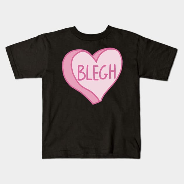 Blegh Pink Love Heart Kids T-Shirt by ROLLIE MC SCROLLIE